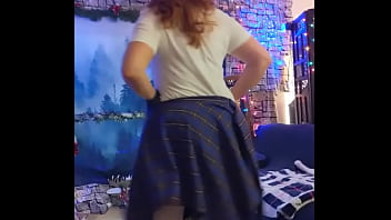 plaid skirt tease