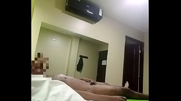 husband watches wife massage